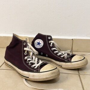 Converse High-Tops in Burgundy and Off-White